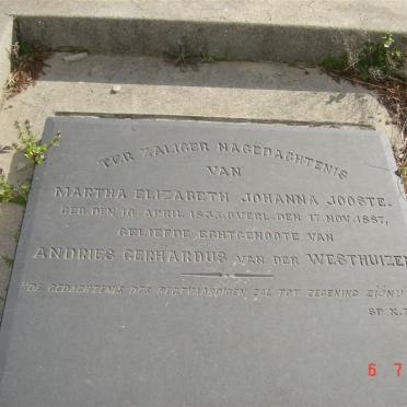 WESTHUIZEN Martha Elizabeth van der nee JOOSTE -1887