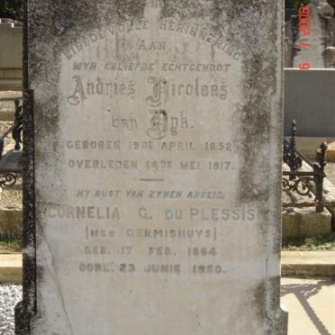 DYK Andries Dirolaas, van 1852-1917 &amp; Cornelia P. GERMISHUYS 1864- 1950