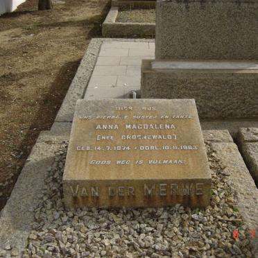 MERWE Anna Magdalena, van der nee GROENEWALD 1874-1963