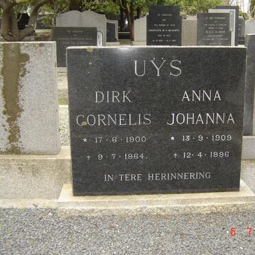 UYS  Dirk Cornelis 1900-1964 &amp; Anna Johanna 1909-1996