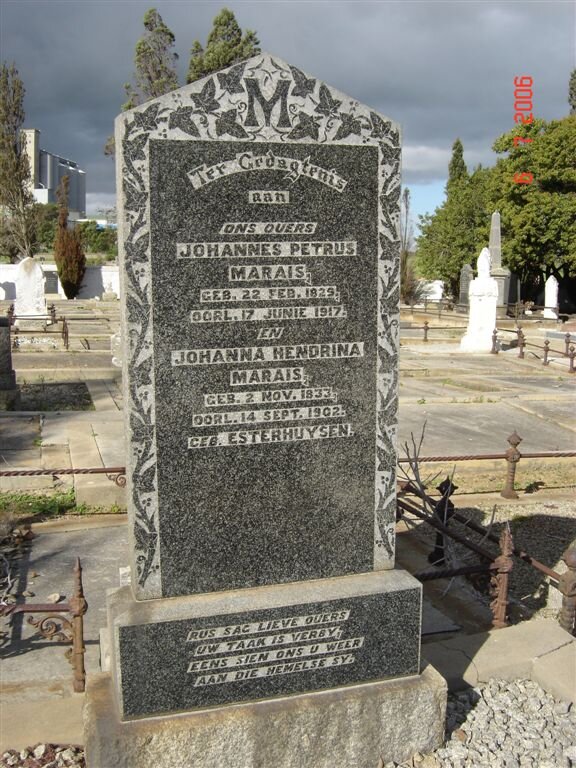 MARAIS Johannes Petrus 1829-1917 &amp; Johanna Hendrina ESTERHUYSEN 1833-1902