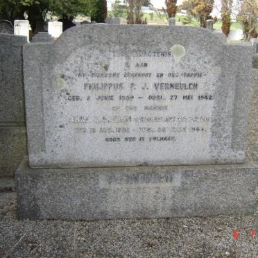 VERMEULEN  Philippus P.J. 1839-1942  Anna O.S. KLEM nee FOURIE 1981