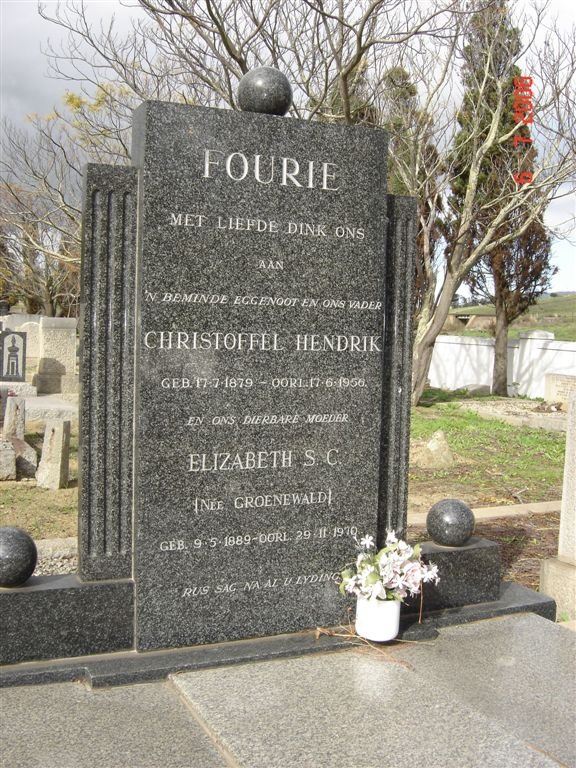 FOURIE Christoffel Hendrik 1879-1956 &amp; Elizabeth S.C. GROENEWALD 1889-1970