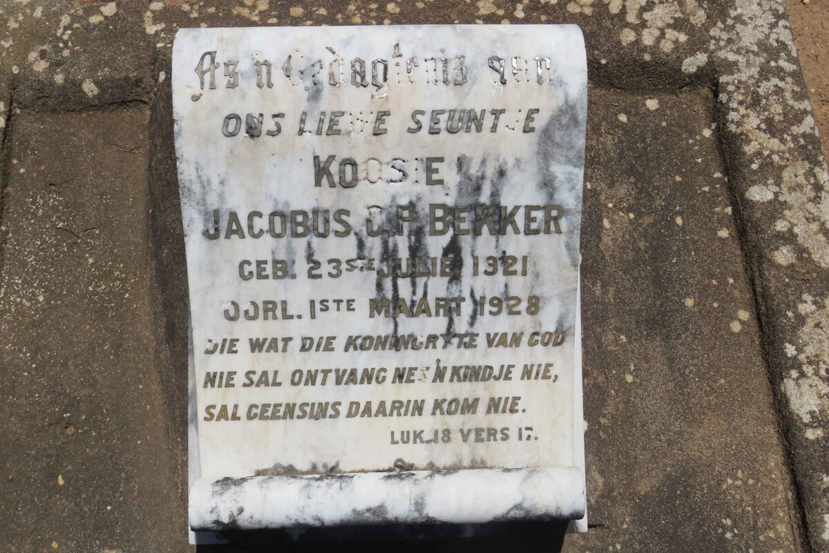 BEKKER Jacobus C.P. 1921-1928