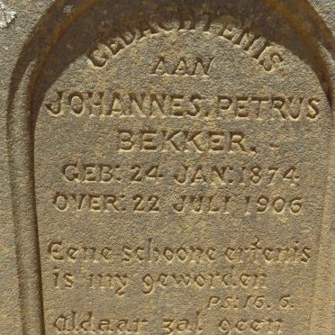 BEKKER Johannes Petrus 1874-1906