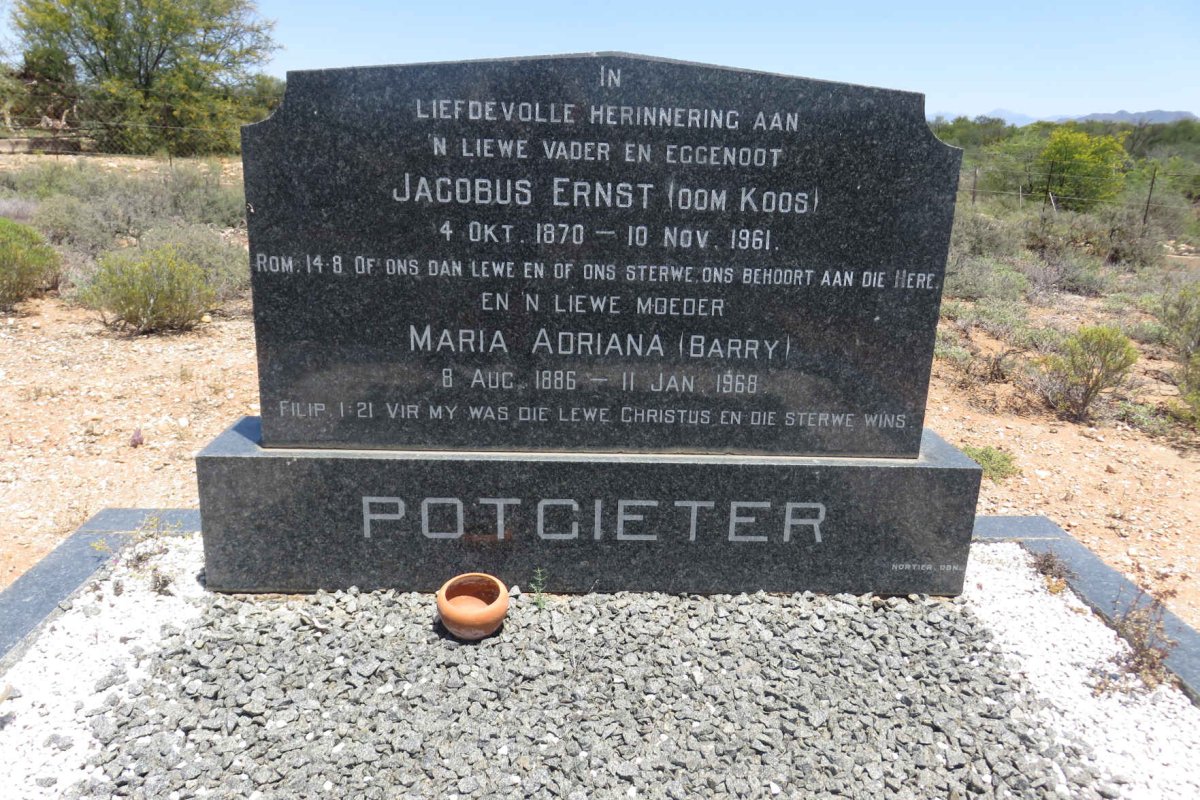 POTGIETER Jacobus Ernst 1870-1961 &amp; Maria Adriana BARRY 1886-1968