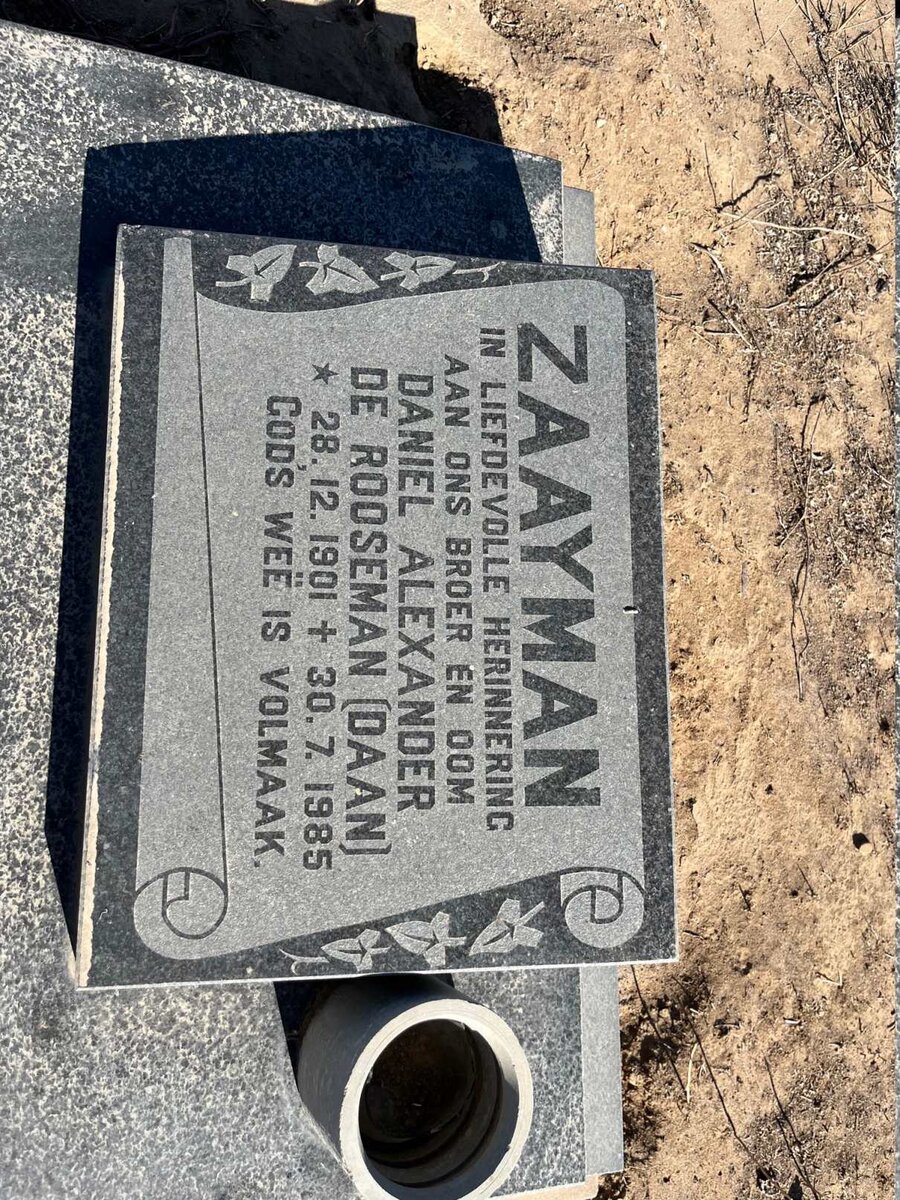 ZAAYMAN Daniel Alexander de Rooseman 1901-1985