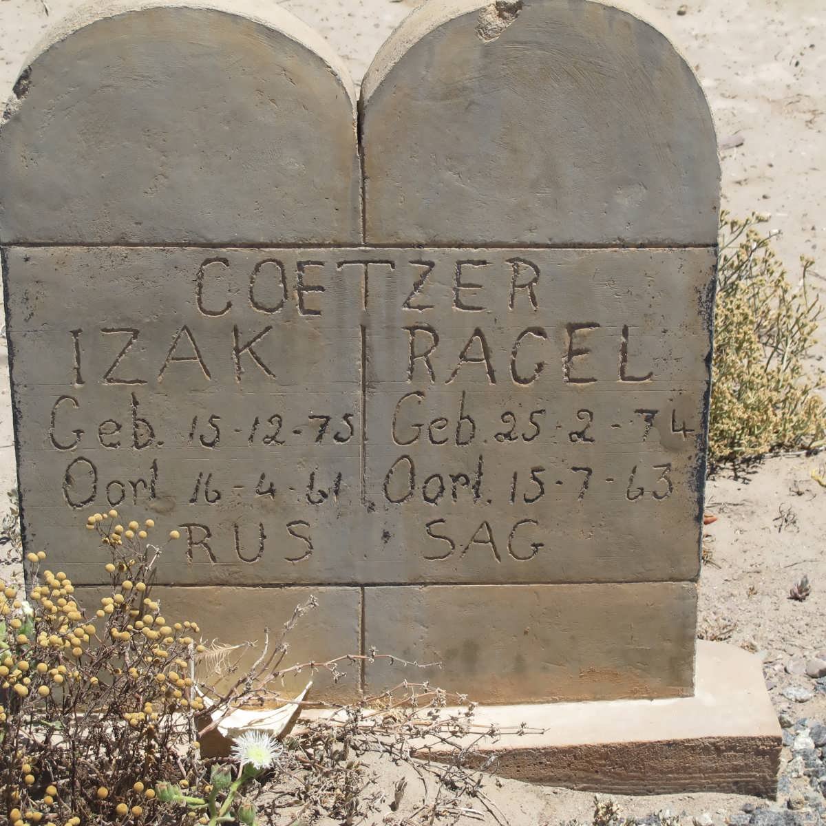 COETZER Izak 1875-1961 &amp; Ragel 1874-1963
