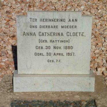 CLOETE Anna Catherina nee HATTINGH 1880-1957