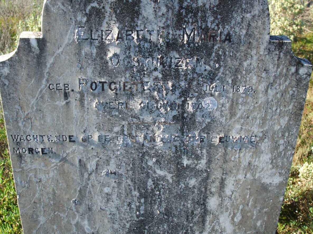 OOSTHUIZEN Elizabeth Maria nee POTGIETER 1879-1902