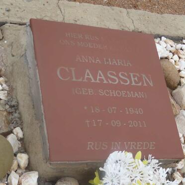 CLAASSEN Anna Maria nee SCHOEMAN 1940-2011