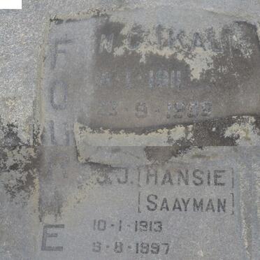FOURIE N.C. 1911-19?6 &amp; J.J. SAAYMAN 1913-1997