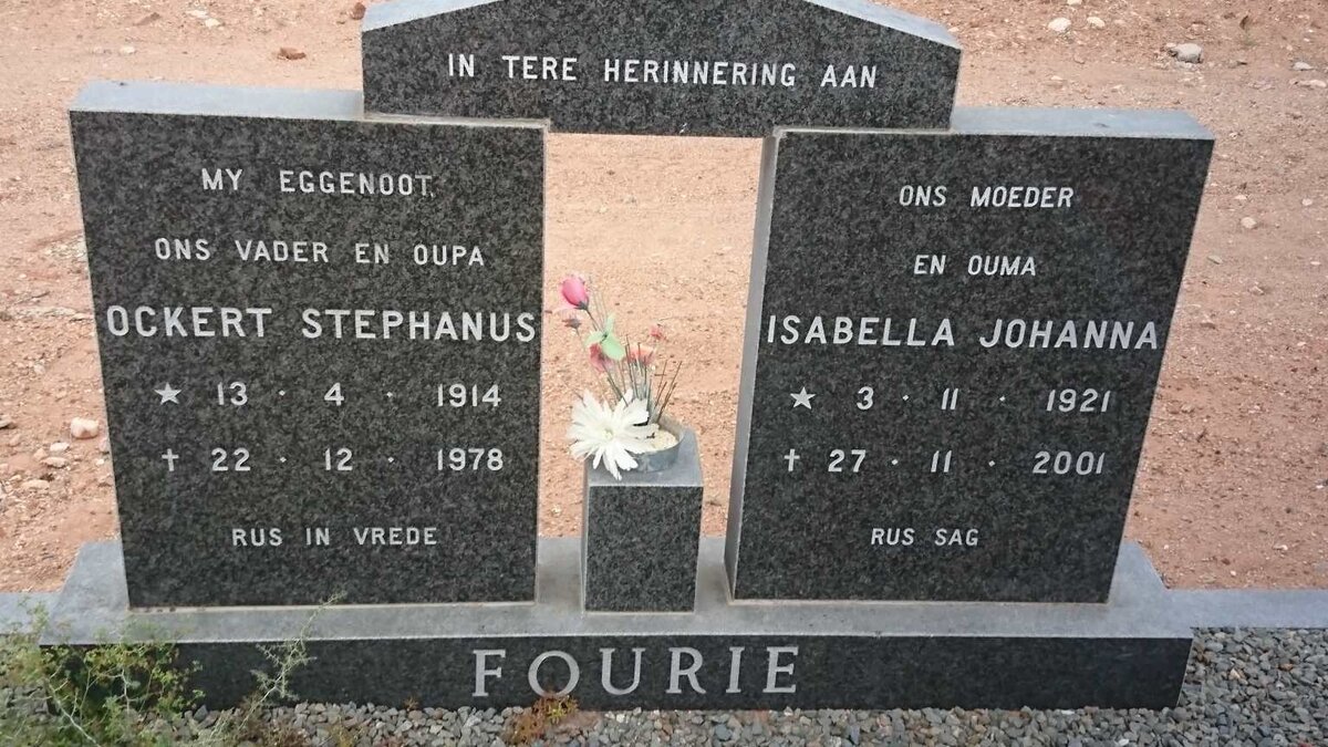 FOURIE Ockert Stephanus 1914-1978 &amp; Isabella Johanna 1921-2001