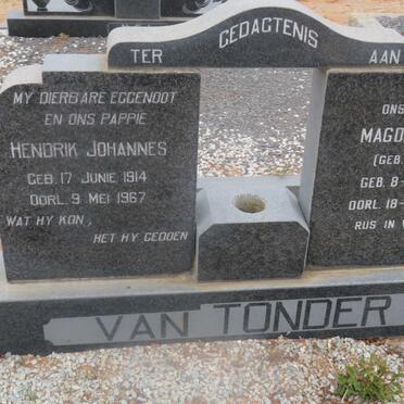 TONDER Hendrik Johannes, van 1914-1967 &amp; Magdalena J. SMIT 1911-1994