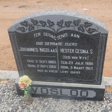 VOSLOO Johannes Nicolaas 1883-1966 &amp; Hester Gesina S. VAN WYK 1886-1963
