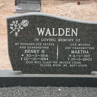 WALDEN Henry H. 1914-1984 &amp; Martha 1917-2003