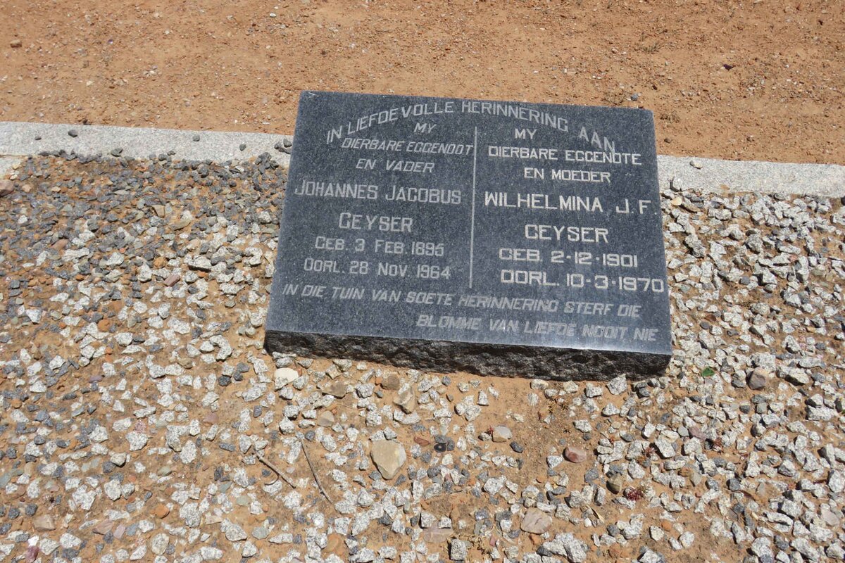 GEYSER Johannes Jacobus 1895-1964 &amp; Wilhelmina J.F. 1901-1970