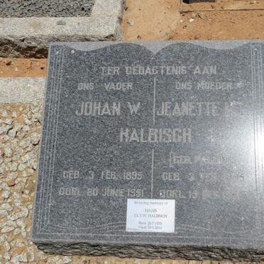 HALBISCH Johan W. 1895-1951 &amp; Jeanette M.M. PAULIN 1895-1959 :: HALBISCH J.L.T.W. 1933-2014