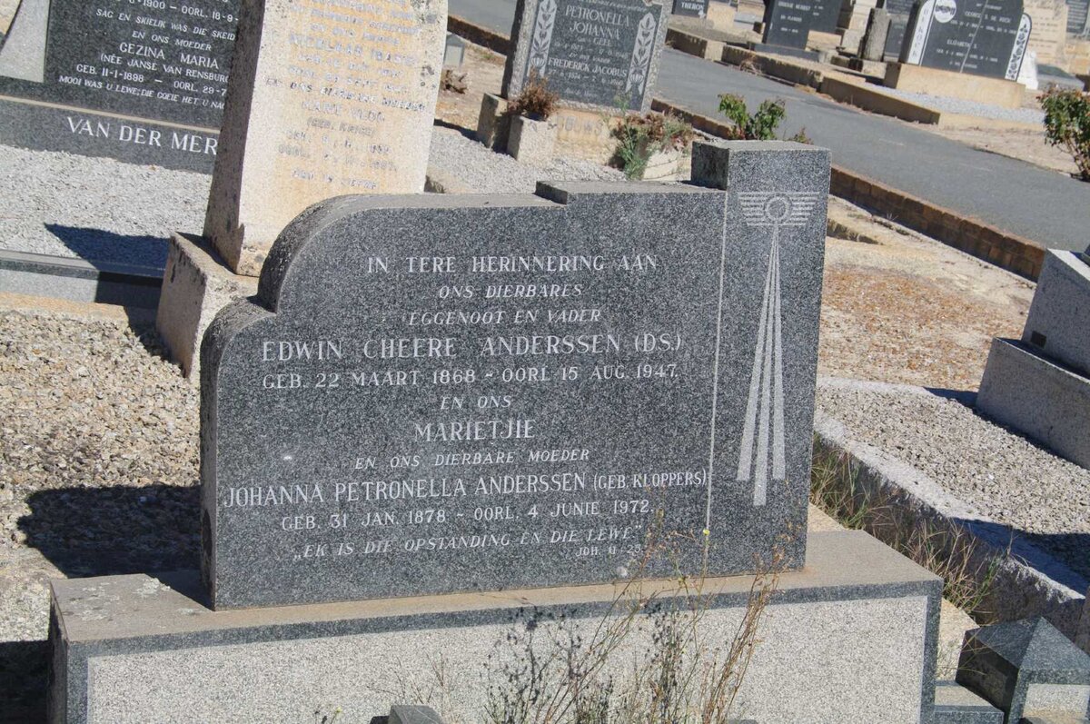 ANDERSSEN Edwin Cheere 1868-1947 &amp; Johanna Petronella KLOPPERS 1878-1972