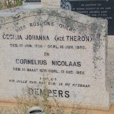 DEMPERS Cornelius Nicolaas 1875-1955 &amp; Cecilia Johanna THERON 1876-1955