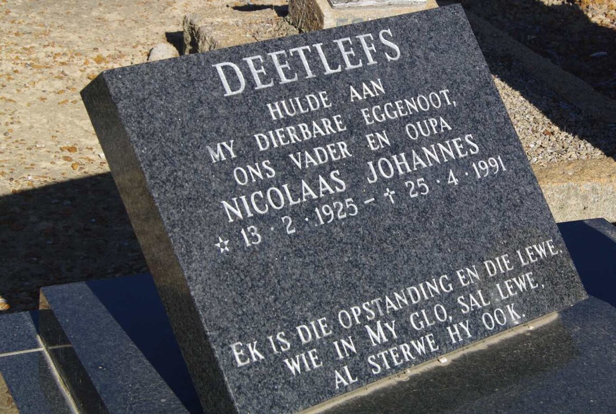 DEETLEFS Nicolaas Johannes 1925-1991