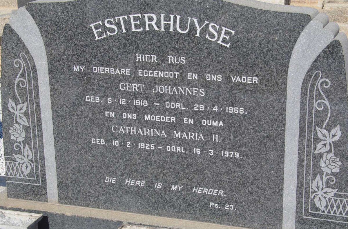 ESTERHUYSE Gert Johannes 1918-1966 &amp; Catharina Maria H. 1925-1979