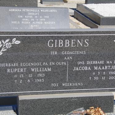 GIBBENS Rupert William 1913-1983 &amp; Jacoba Maartje Maria 1916-2002