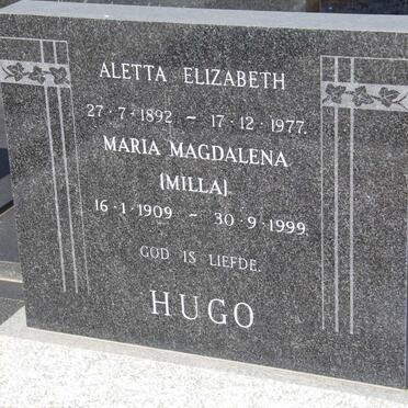 HUGO Aletta Elizabeth 1892-1977 :: HUGO Maria Magdalena 1909-1999