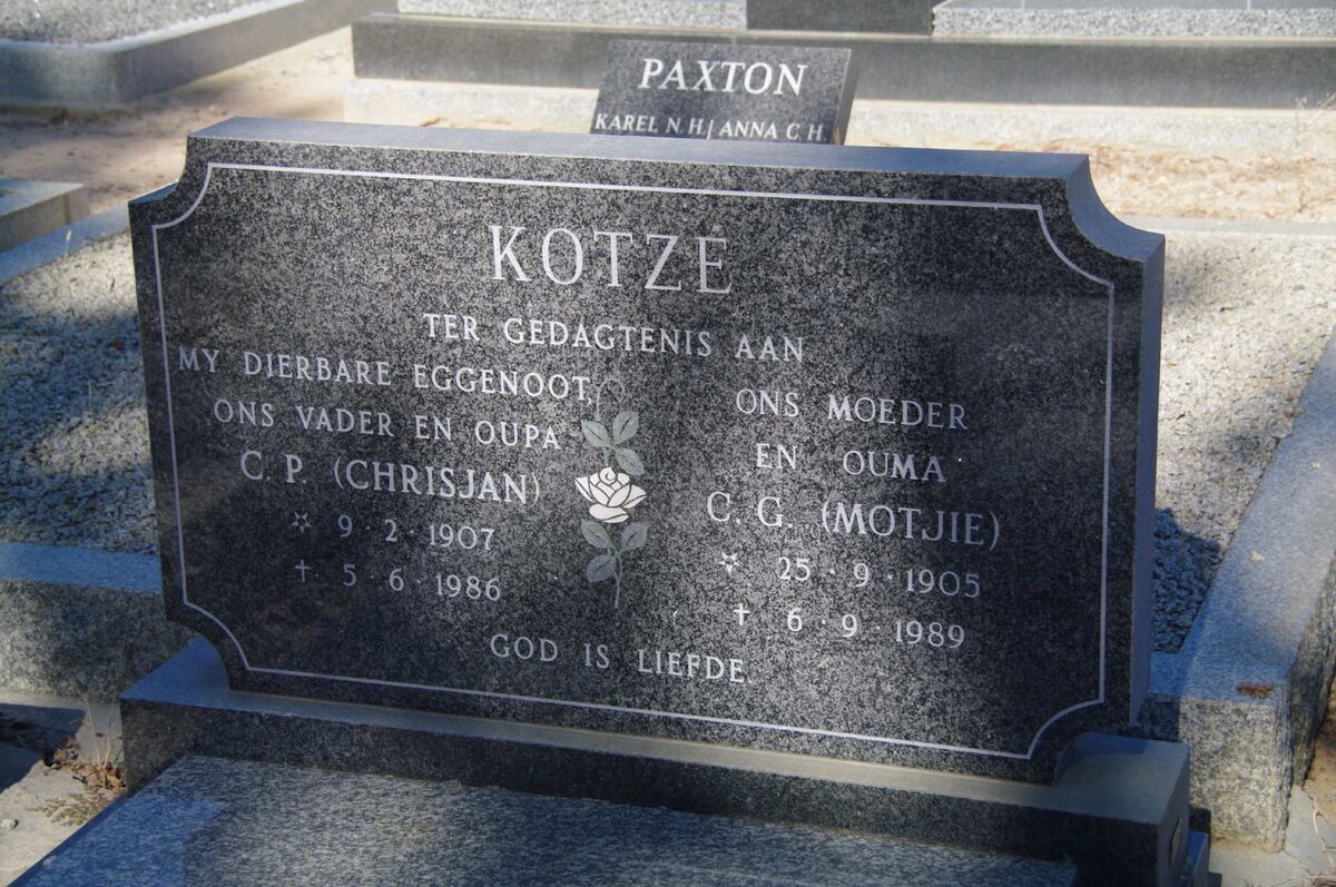KOTZE C.P. 1907-1986 &amp; C.G. 1905-1989