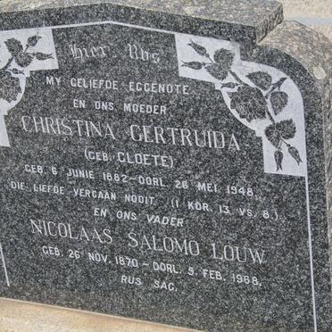 LOUW Nicolaas Salomo 1870-1968 &amp; Christina Gertruida CLOETE 1882-1948