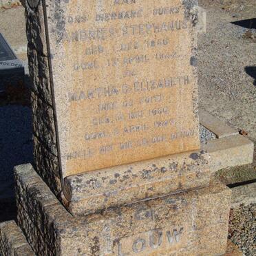 LOUW Andries Stephanus 1856-1942 &amp; Martha C. Elizabeth du TOIT 1860-1942