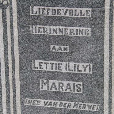 MARAIS Lettie nee van der MERWE 1885-1945