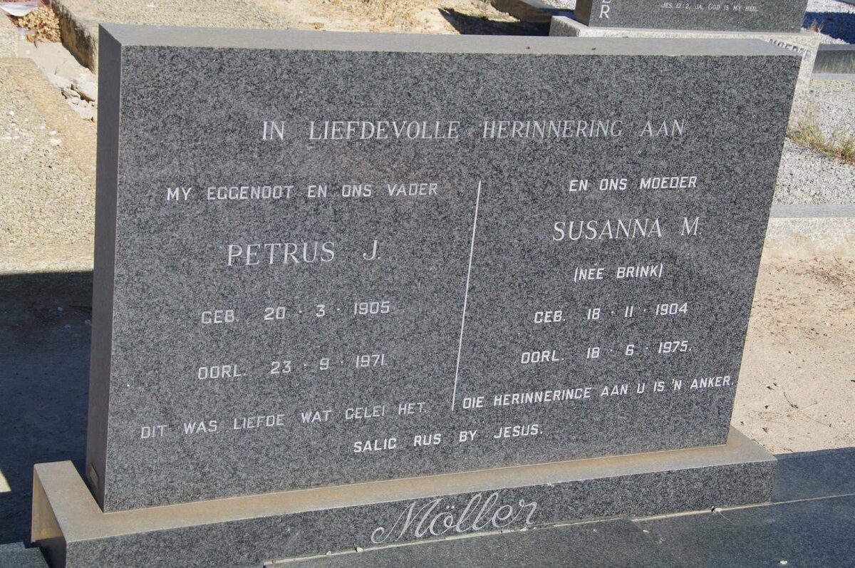 MOLLER Petrus J. 1905-1971 &amp; Susanna M. BRINK 1904-1975