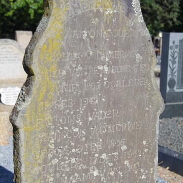 MERWE Franscois, van der 1856-1942 &amp; Sophia 1863-1947