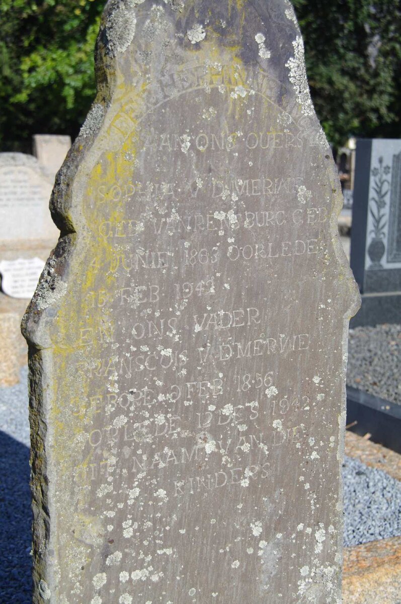 MERWE Franscois, van der 1856-1942 &amp; Sophia 1863-1947