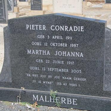 MALHERBE Pieter Conradie 1911-1987 &amp; Martha Johanna 1917-2005