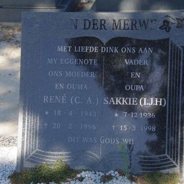 MERWE I.J.H., van der 1936-1998 &amp; C.A. 1943-1996