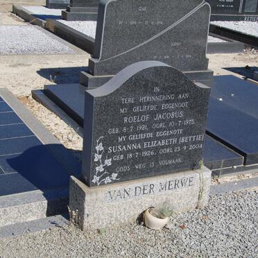 MERWE Roelof Jacobus, van der 1921-1975 &amp; Susanna Elizabeth 1926-2004