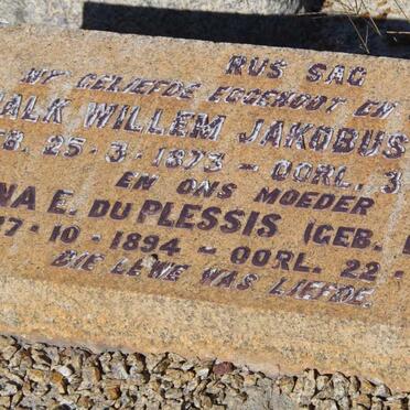 PLESSIS Schalk Willem Jakobus, du 1873-1948 &amp; Susanna E. du PLESSIS 1894-1957