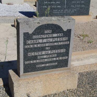 PLESSIS Charl F., du 1886-1954 &amp; Hester PRINS 1904-1954