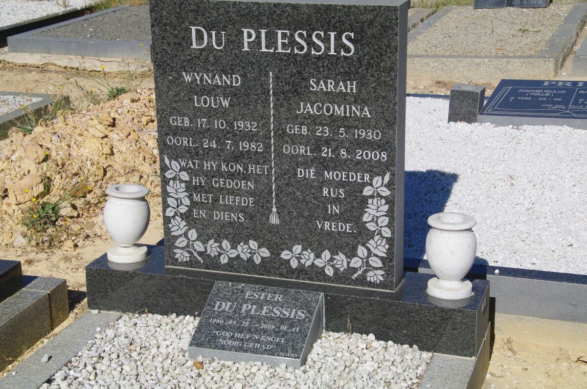 PLESSIS Wynand Louw, du 1932-1982 &amp; Sarah Jacomina 1930-2008 :: du PLESSIS Ester 1960-2009