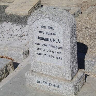 PLESSIS Johanna H.A., du nee van RENSBURG 1869-1948
