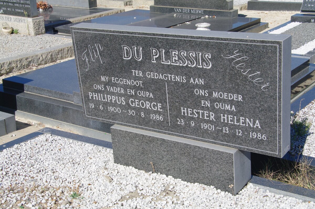 PLESSIS Philippus George, du 1900-1986 &amp; Hester Helena 1901-1986