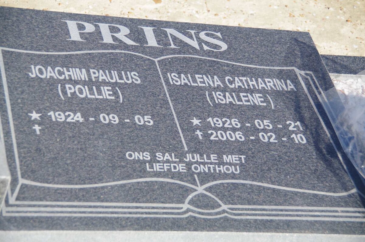 PRINS Joachim Paulus 1924- &amp; Isalena Catharina 1926-2006