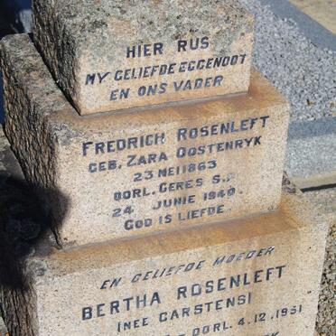 ROSENLEFT Fredrich 1863-1949 &amp; Bertha CARSTENS 1870-1951