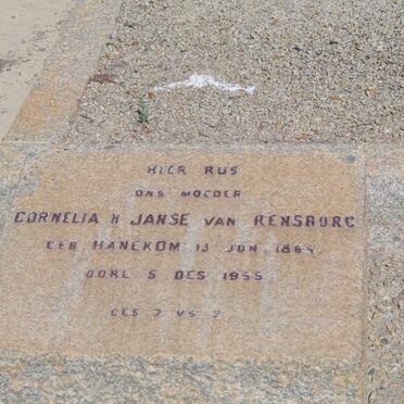 RENSBURG Cornelia H., Janse van nee HANEKOM 18?5-1955