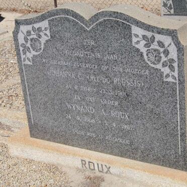 ROUX Wynand 1908-1967 &amp; Johanna C. du PLESSIS 1914-1961