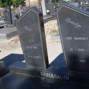 SIEBERHAGEN Gerrit 1918-2000 &amp; Annatjie MANSON 1930-1989 :: SIEBERHAGEN Charl Francois 1954-1995