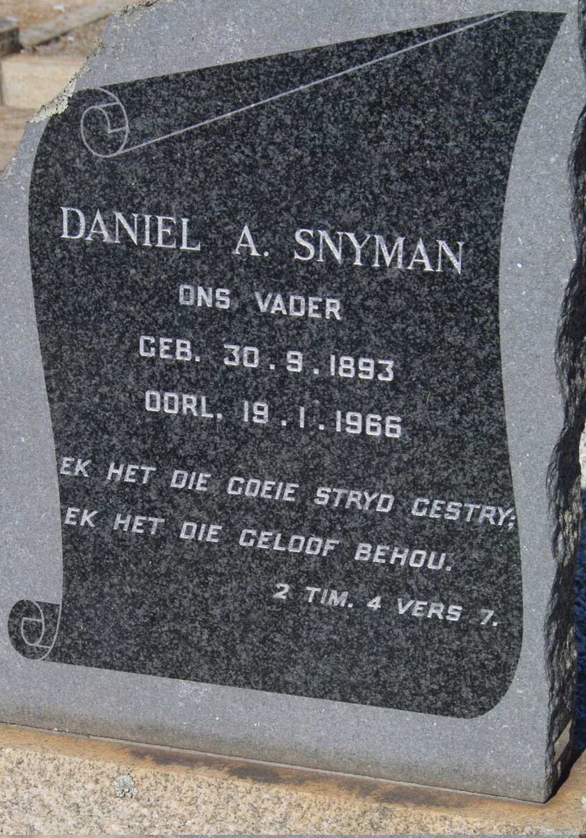 SNYMAN Daniel A. 1893-1966