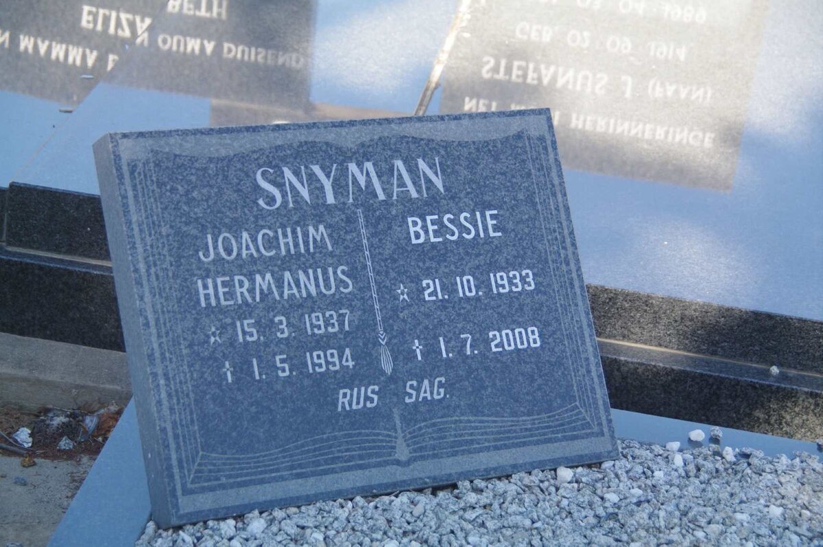 SNYMAN Joachim Hermanus 1937-1994 &amp; Bessie 1933-2008